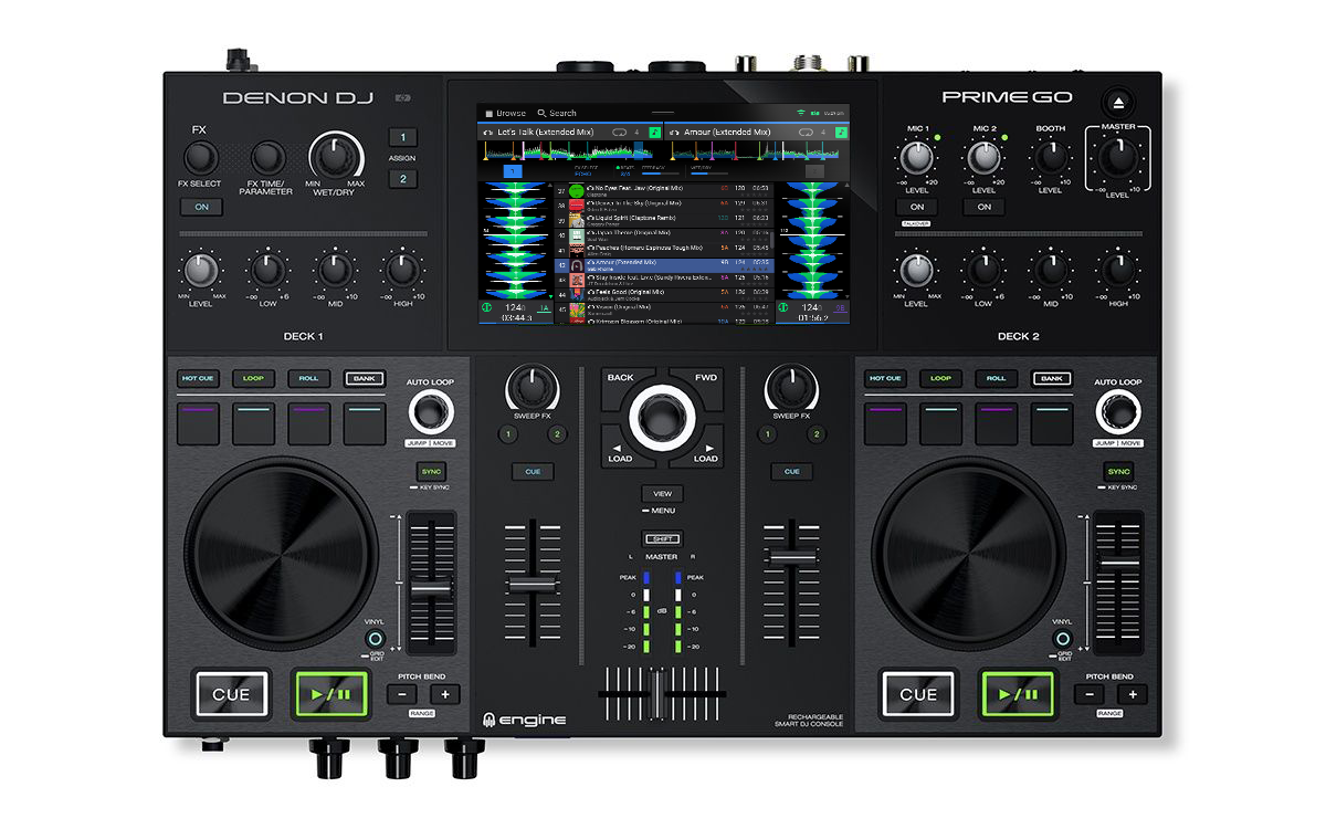 Set da DJ portatile con 2 deck display touch da 7 pollici e batteria ricaricabile streaming Wi-Fi Denon DJ PRIME GO – Console DJ Smart