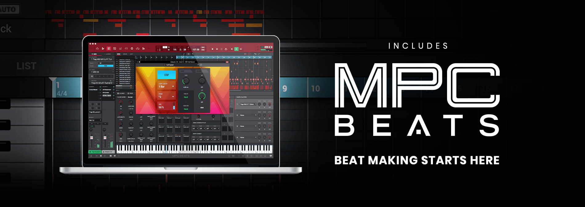Wide banner showing MPC Beats software workspace